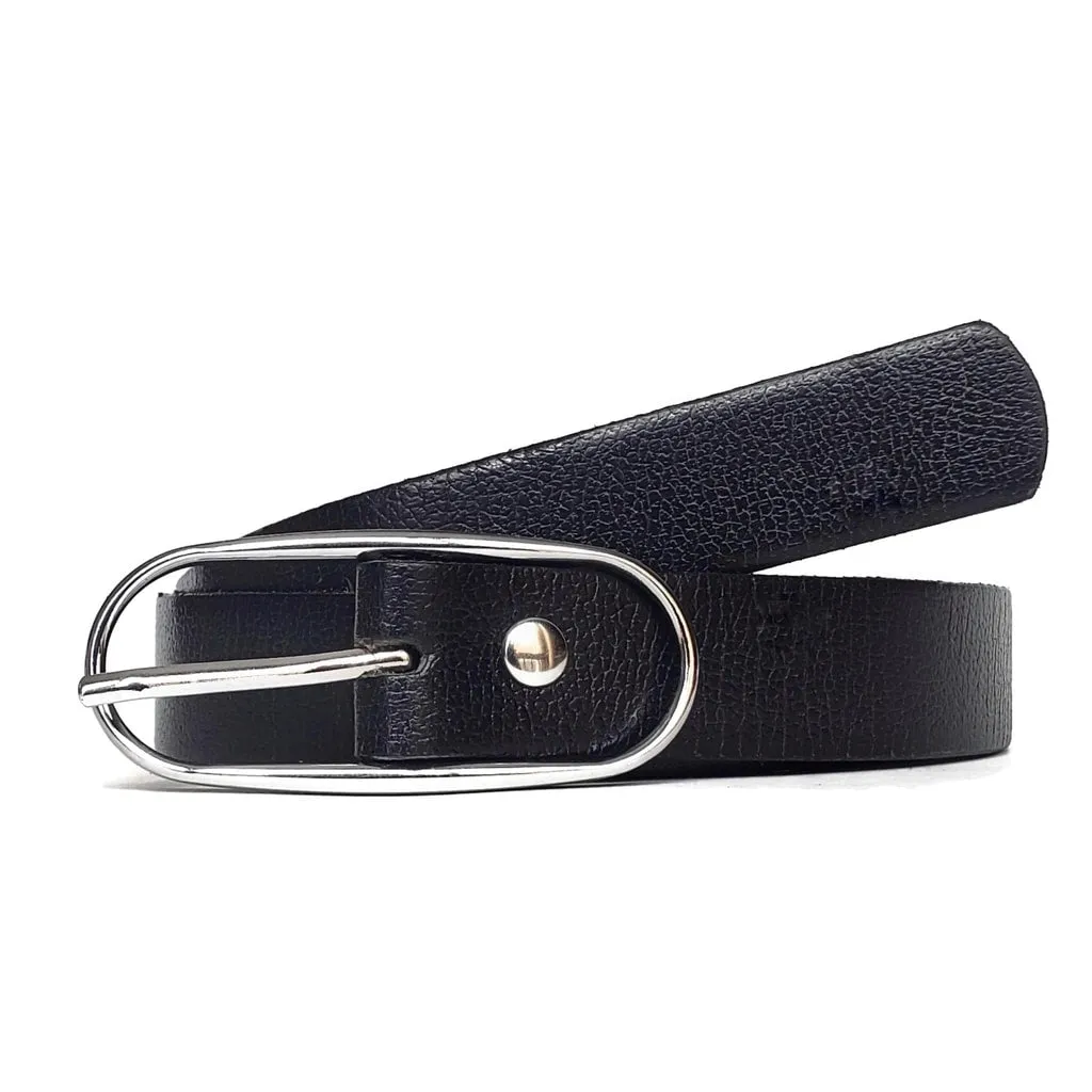 Aika - Brown Leather Waist Belt with Oval Buckle - Made in Canada