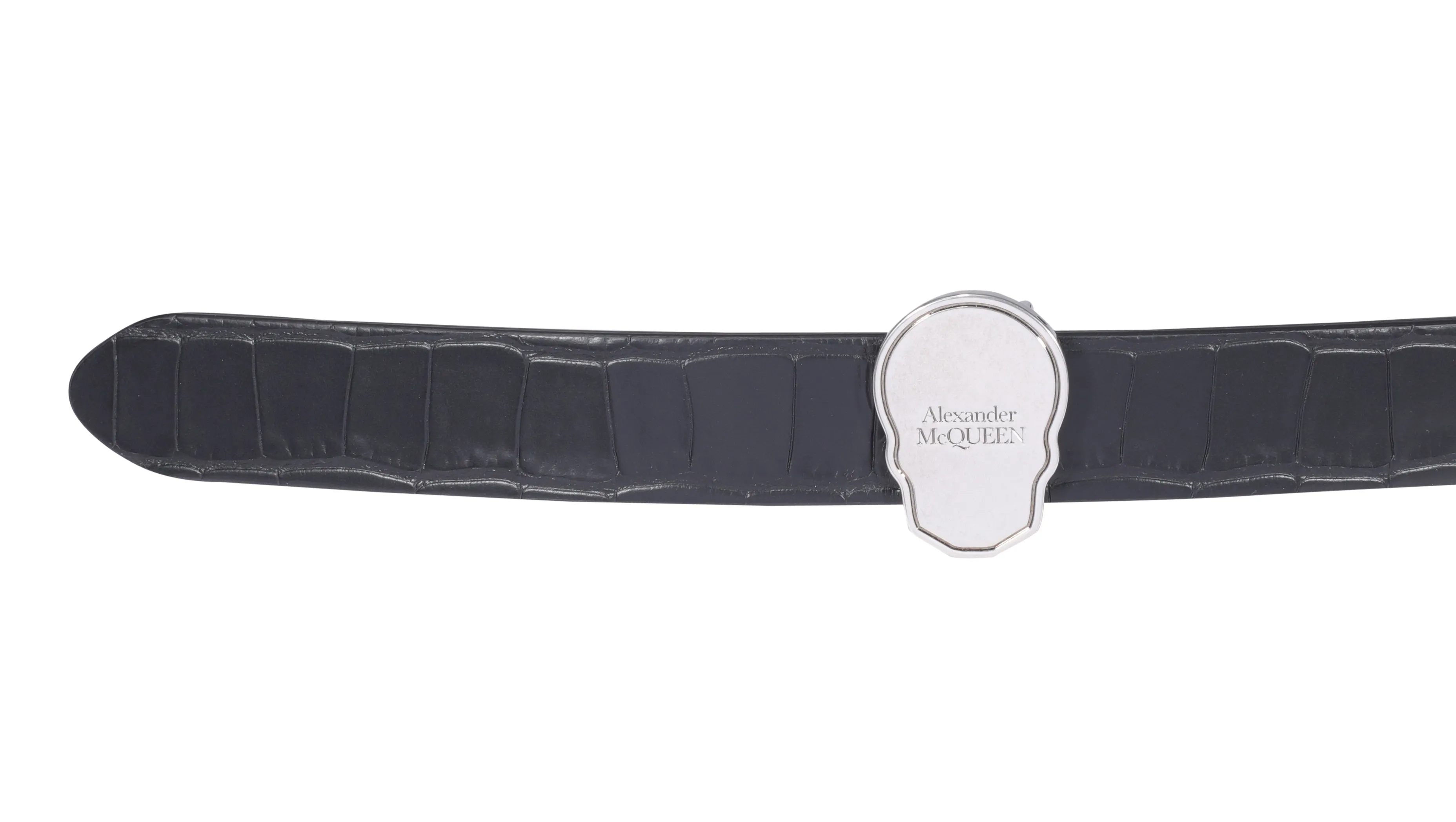 Alexander McQueen Skull Plaque Embossed Belt