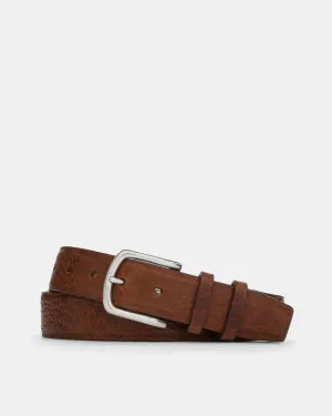 American Bison Belt in Cognac Leather