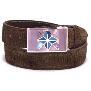 B G Mudd Star w/ Pink Shell, Lapis & Turquoise One Piece Buckle 1.5