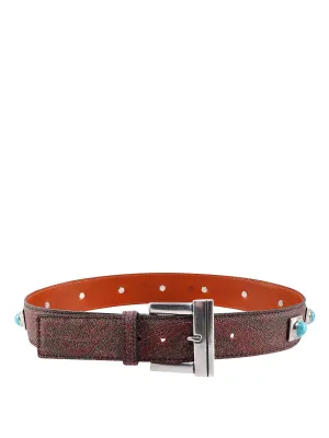 Belt Gemstone Embellished Paisley Print Belt