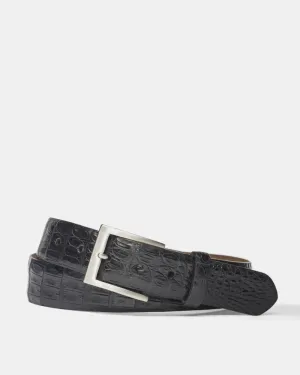 Caiman Crocodile Belt in Black