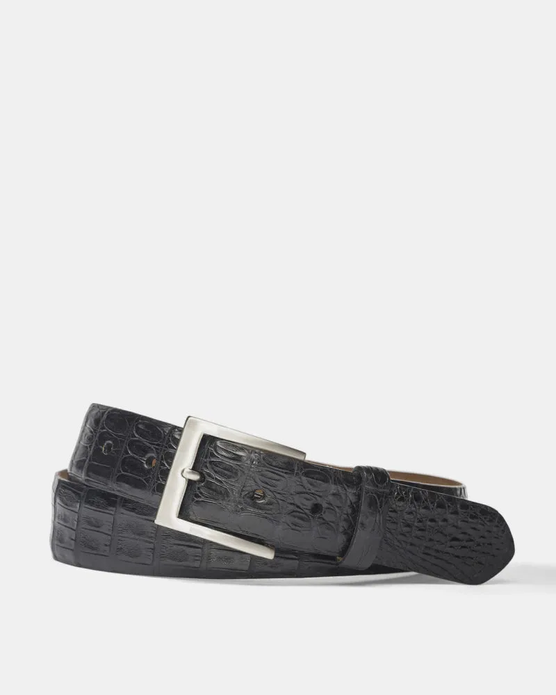 Caiman Crocodile Belt in Black