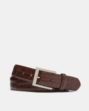 Caiman Crocodile Belt in Chocolate