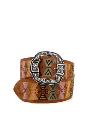 Etro Geometric Embroidered Buckle Belt
