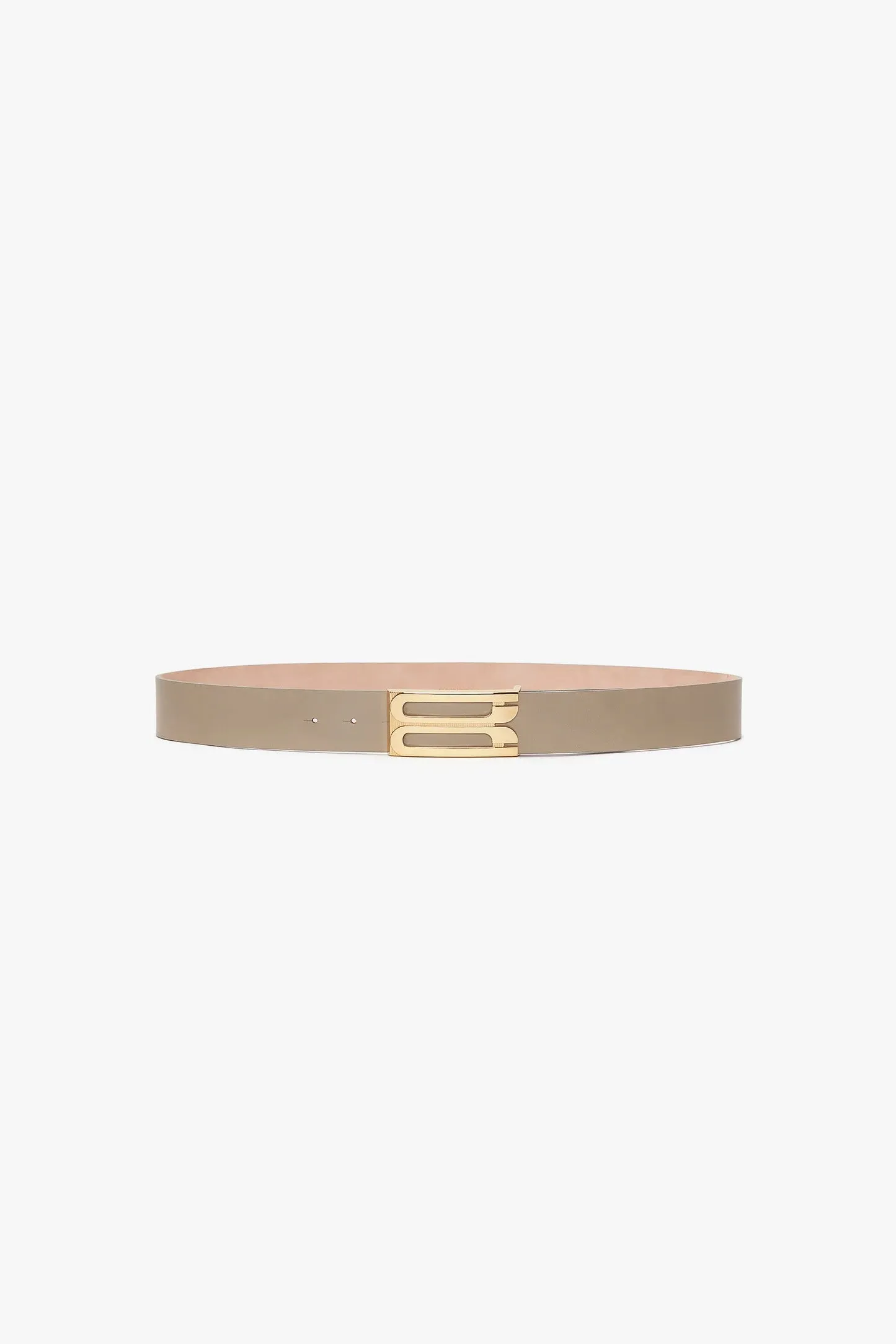 Jumbo Frame Belt In Beige Leather