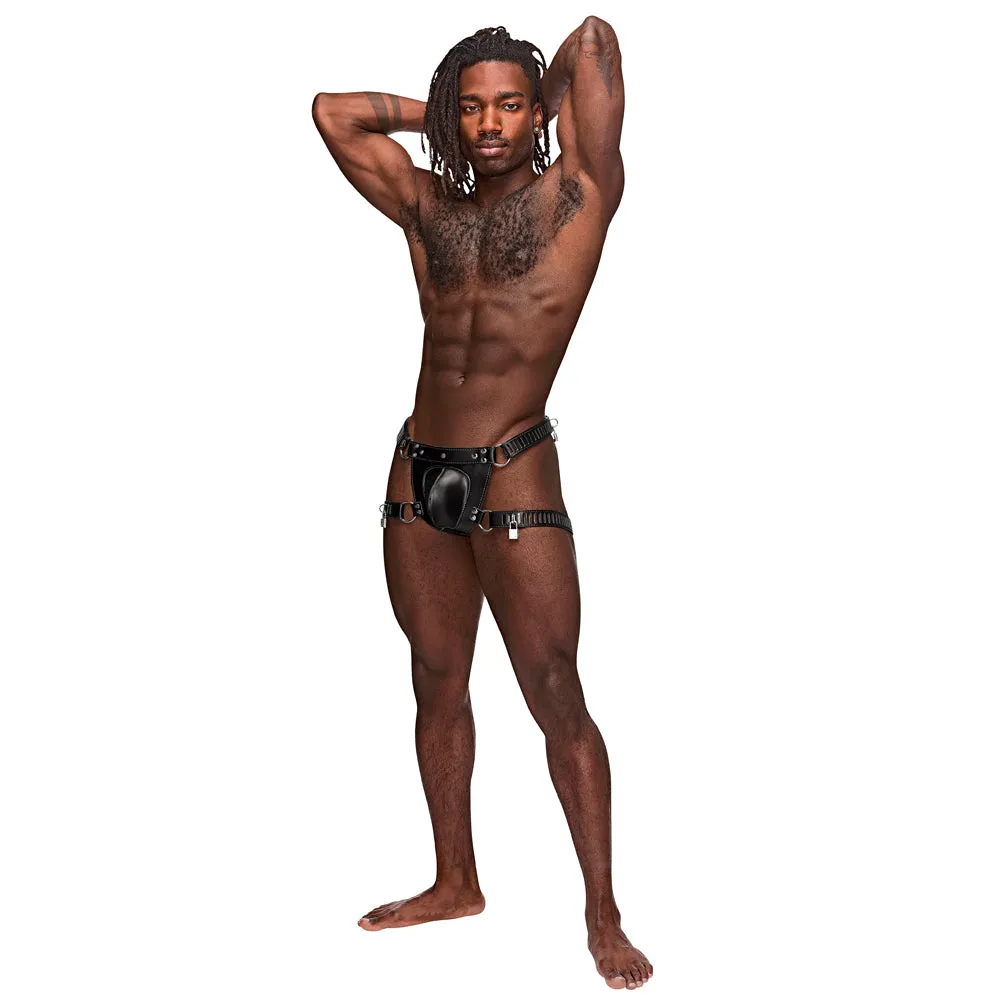 Male Power Scorpio Faux Leather Chastity Shorts
