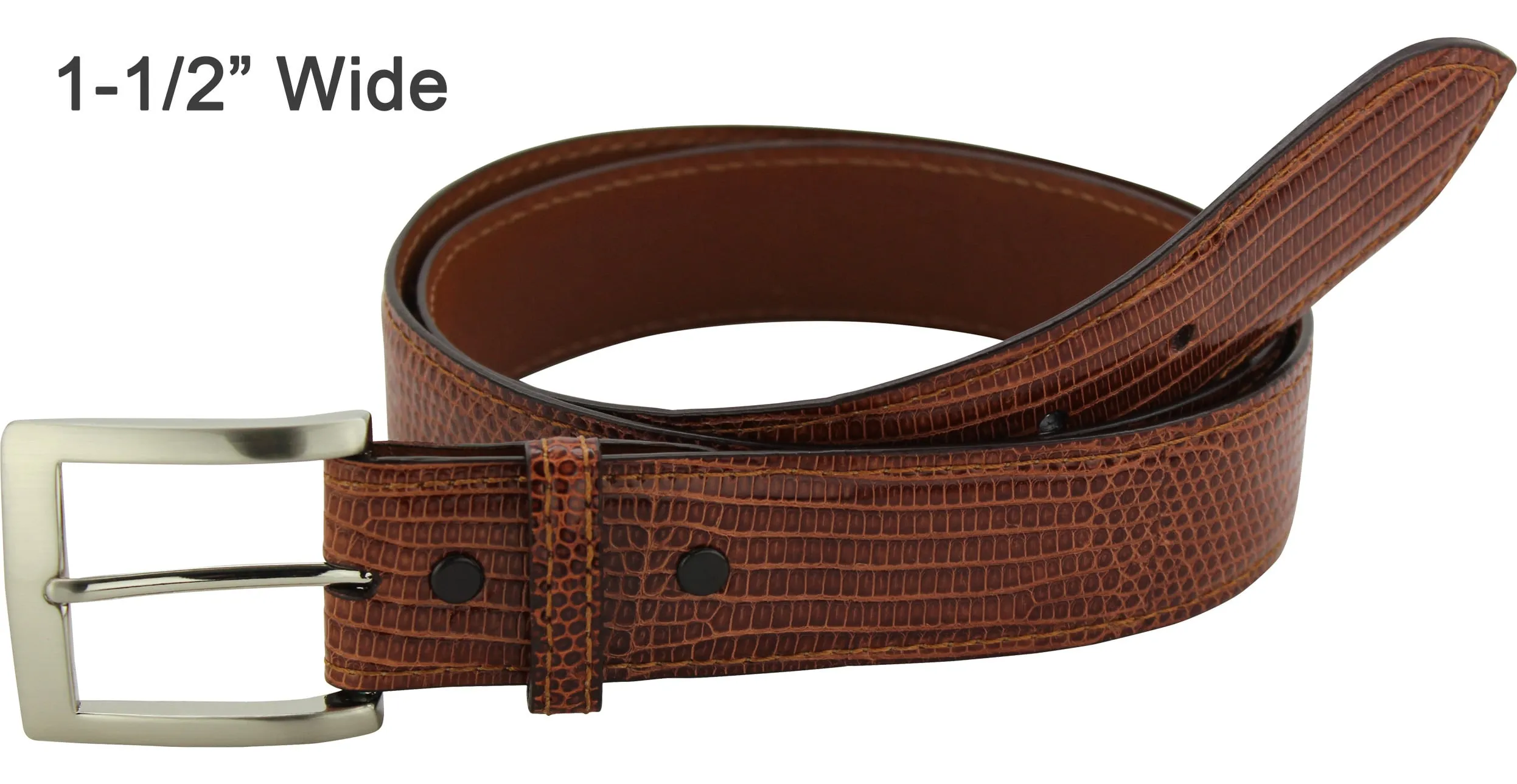 Men's Cognac Lizard Skin Designer Full Grain Leather Belt **Made To Order Allow 5 To 6 Weeks To Ship
