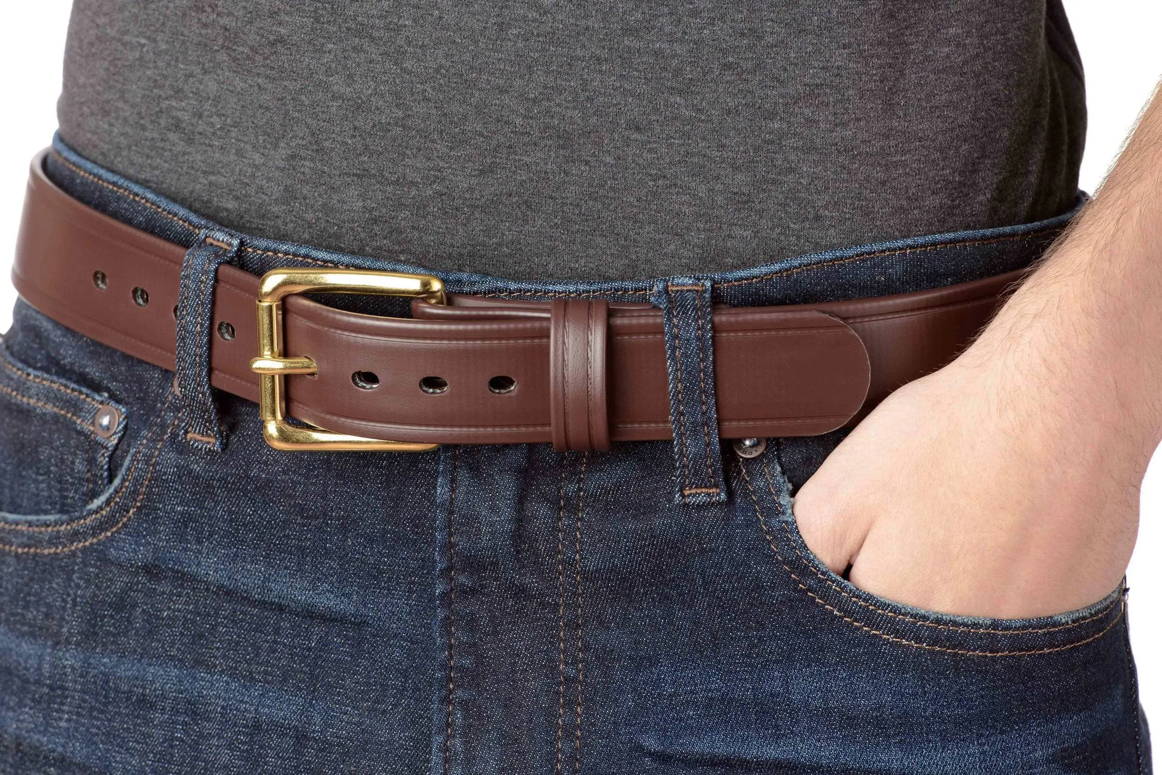 The Hercules Belt™ -  Brown Max Thick With Brass Buckle 1.50" (H505BR)