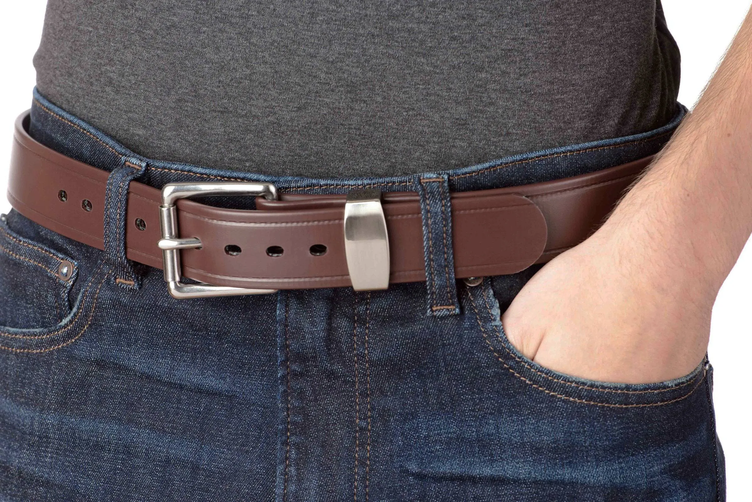 The Hercules Belt™ - Brown Max Thick With Stainless Elongated Buckle And Keeper 1.50" (H510BR)