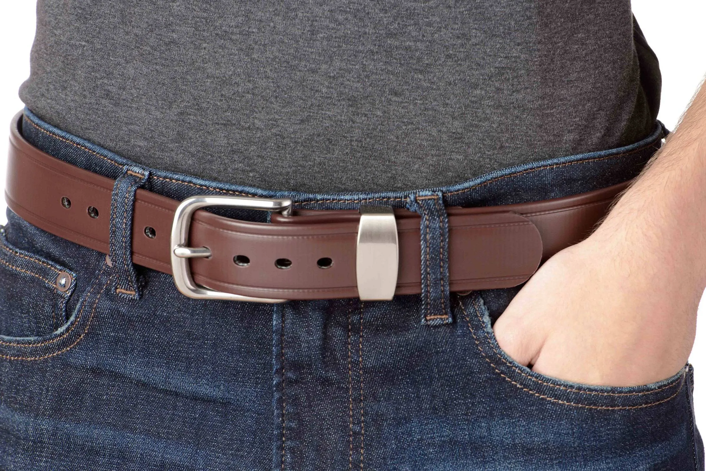 The Hercules Belt™ - Brown Max Thick With Stainless Rounded Buckle And Keeper 1.50" (H530BR)