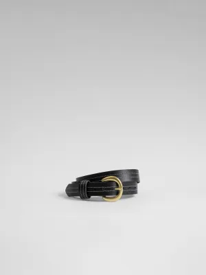 The Lair Camille White Stitch Belt Slim Brass