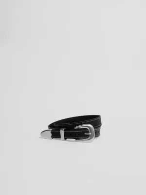 The Lair Claude White Stitch Belt Silver