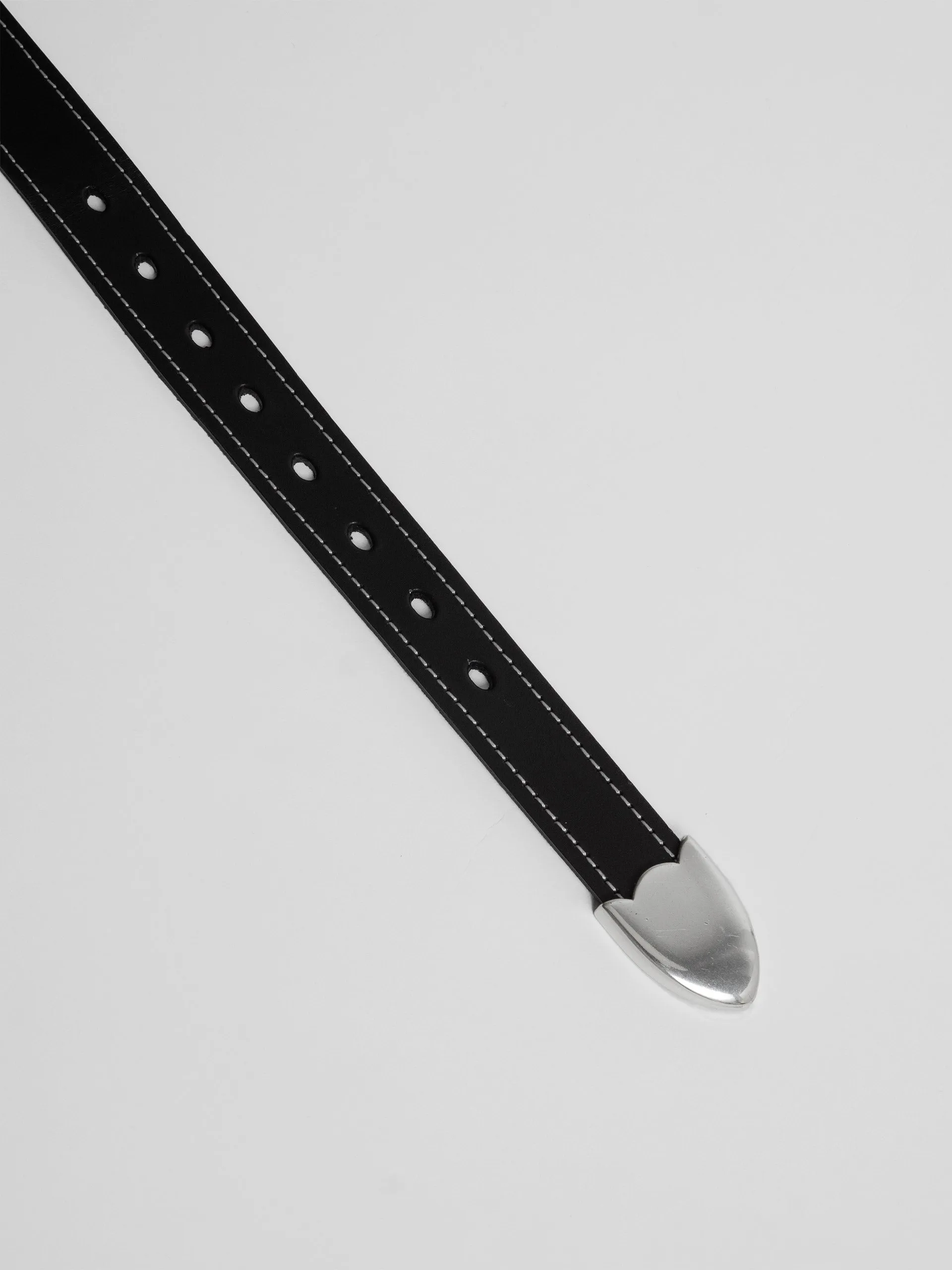 The Lair Claude White Stitch Belt Silver