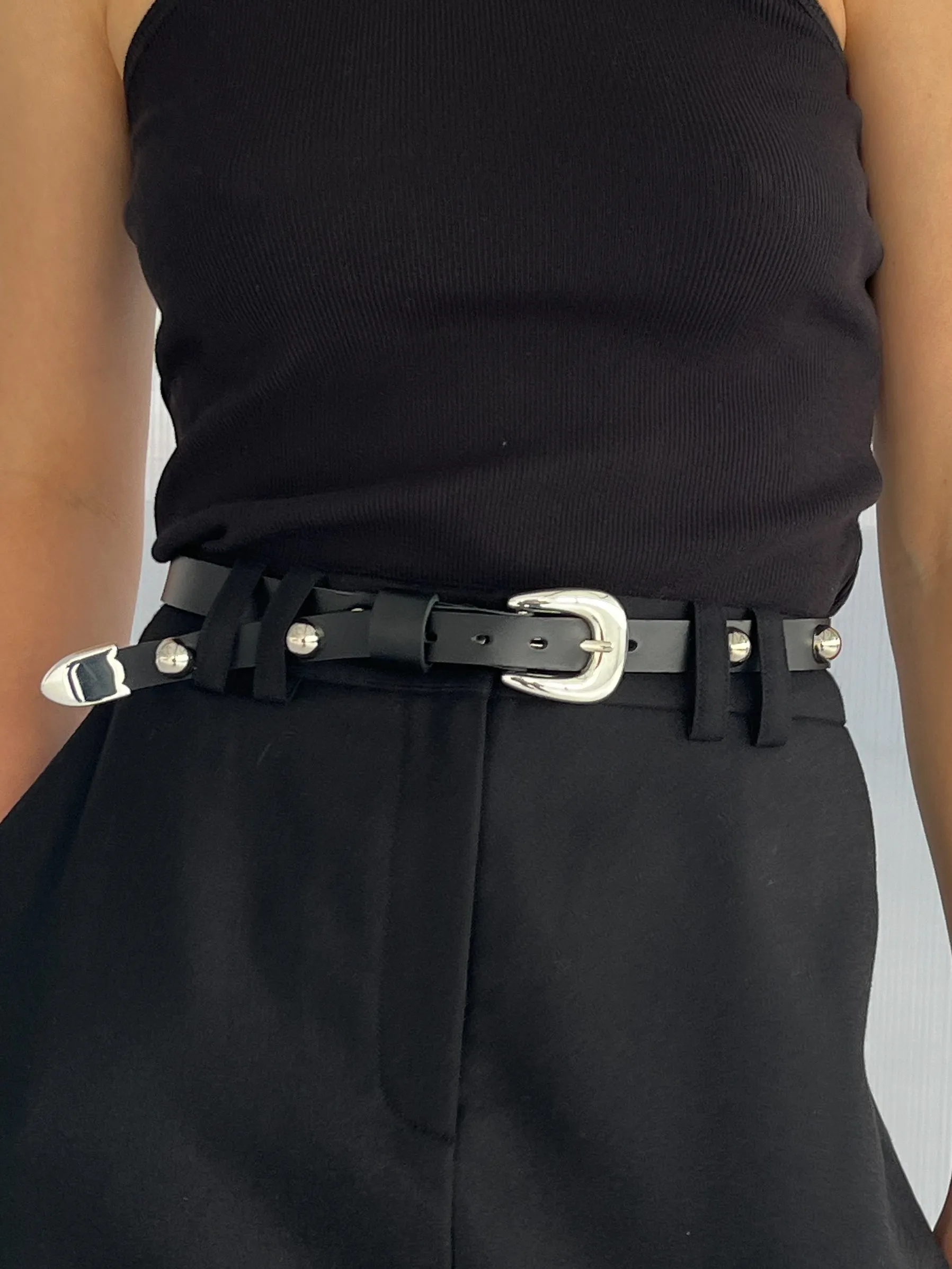 The Lair Margot Dome Studded Belt Silver
