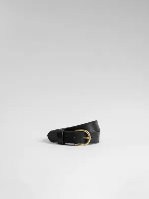 The Lair Maya Black Stitch Belt Slim Brass