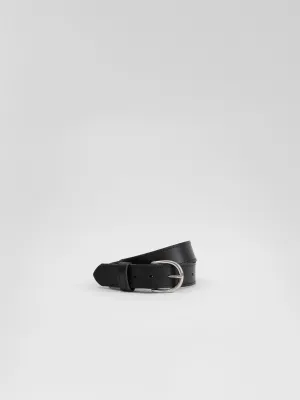 The Lair Maya Black Stitch Belt Slim Silver