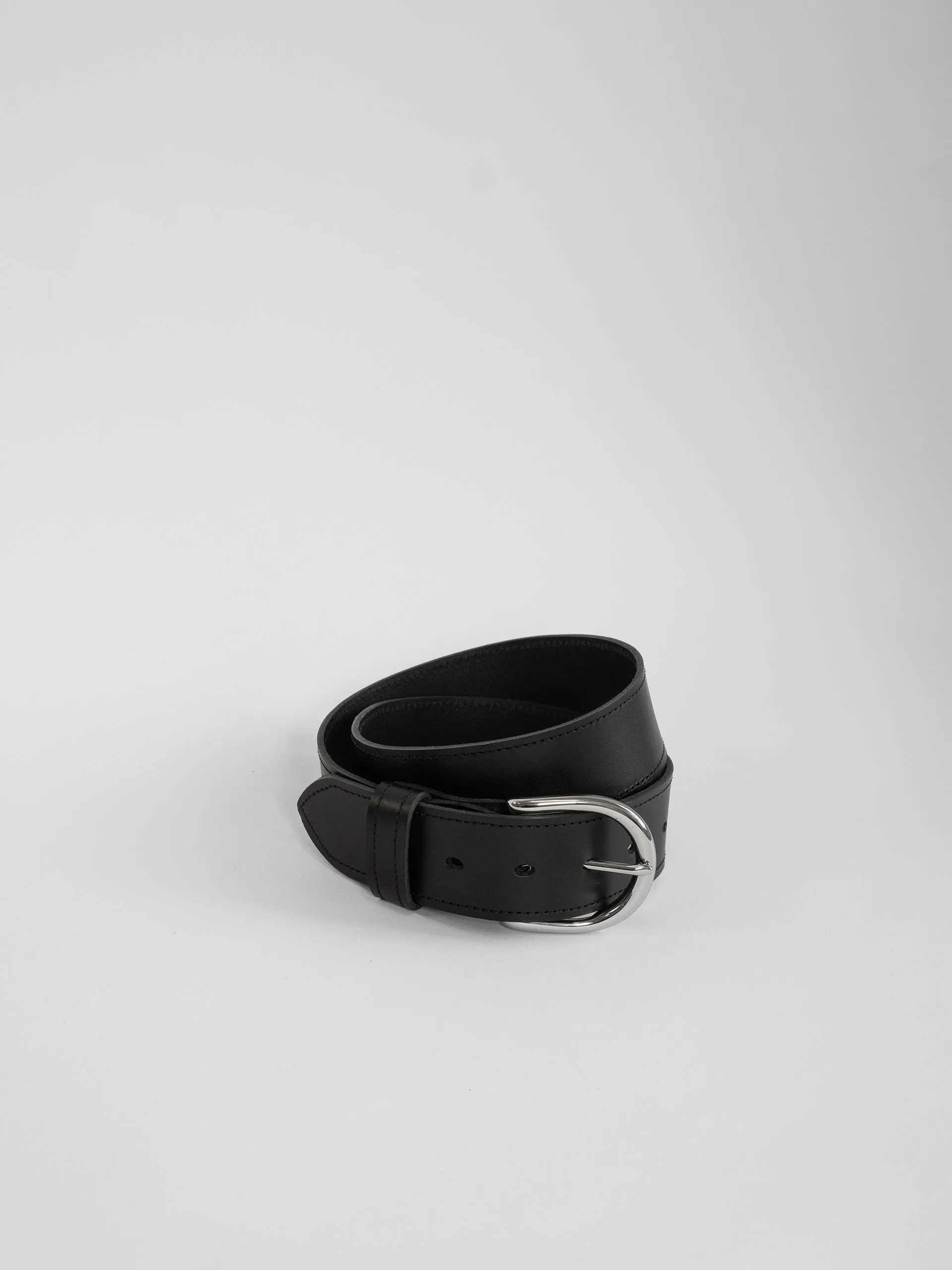 The Lair Maya Black Stitch Belt Wide Silver