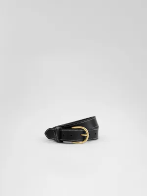 The Lair Maya White Stitch Belt Slim Brass