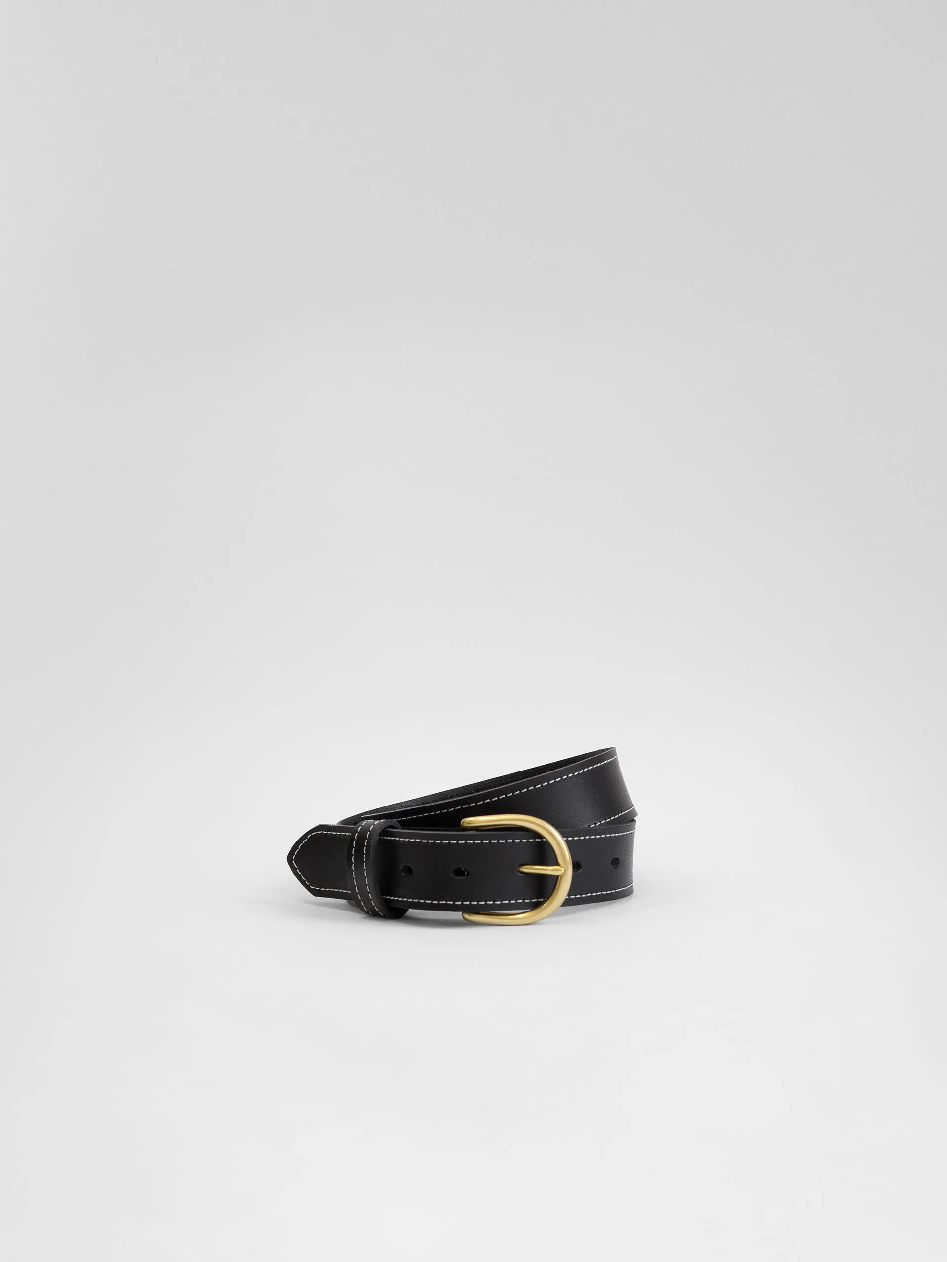 The Lair Maya White Stitch Belt Slim Brass
