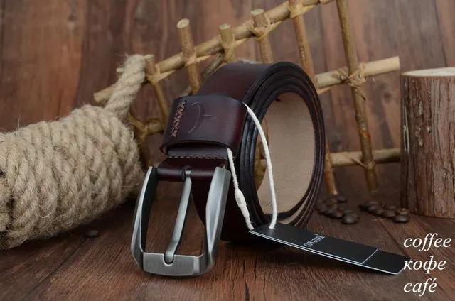 West Louis™ Vintage Style Pin Buckle Cow Genuine Leather Belt