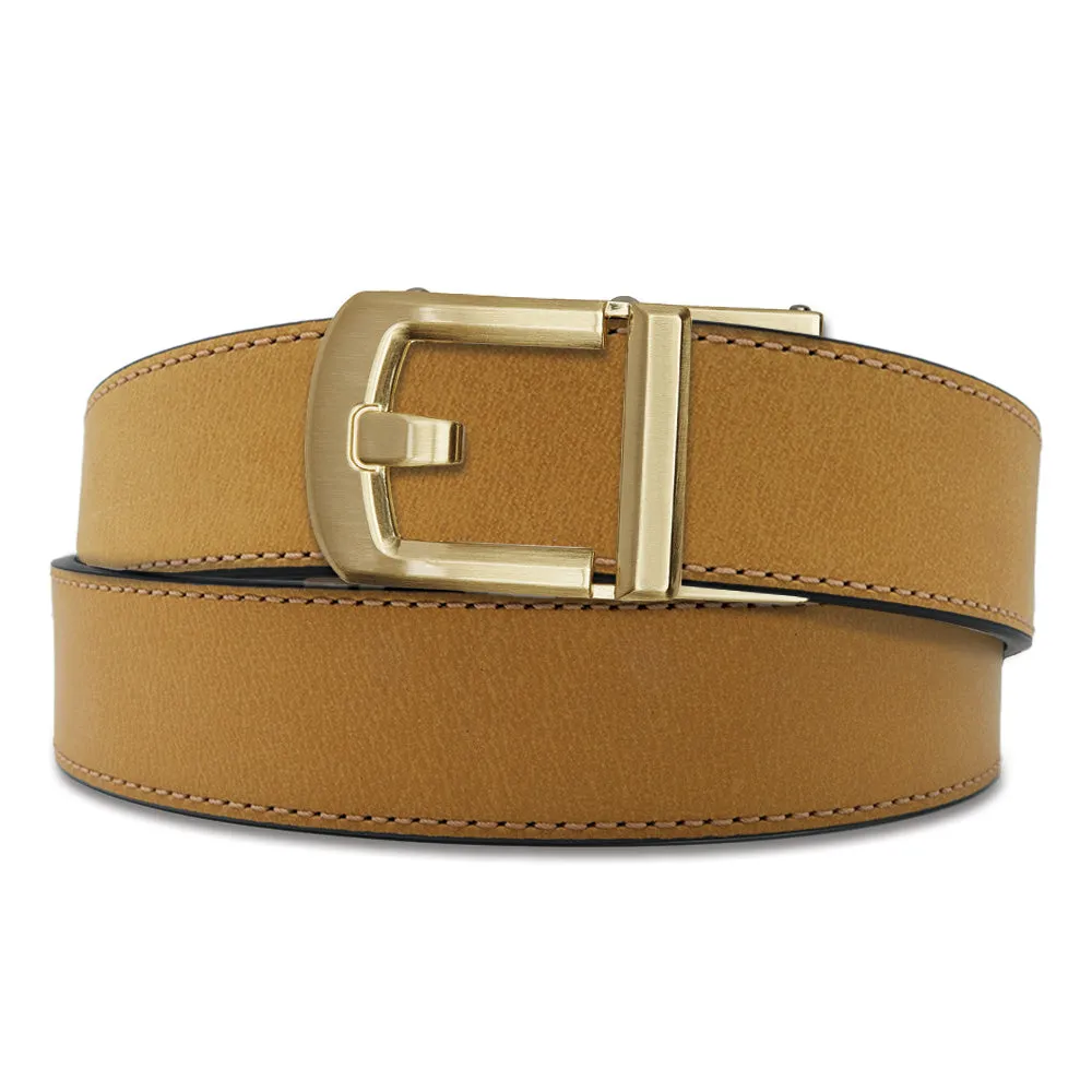 X SERIES BUCKLE  | TAN BUFFALO LEATHER GUN BELT 1.5"