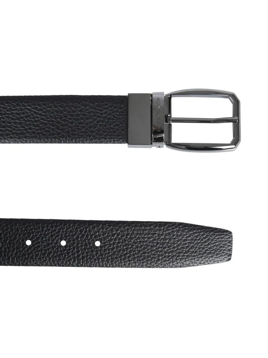 Z Zegna Logo Detailed Reversible Belt
